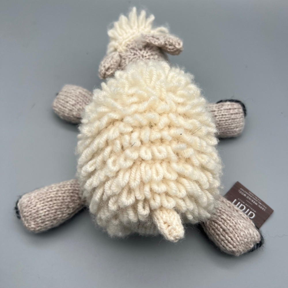 Aran Woollen Mills Sheep Plush Toy Kids OS Cream Tan 100% Merino Wool EUC - Picture 4 of 6